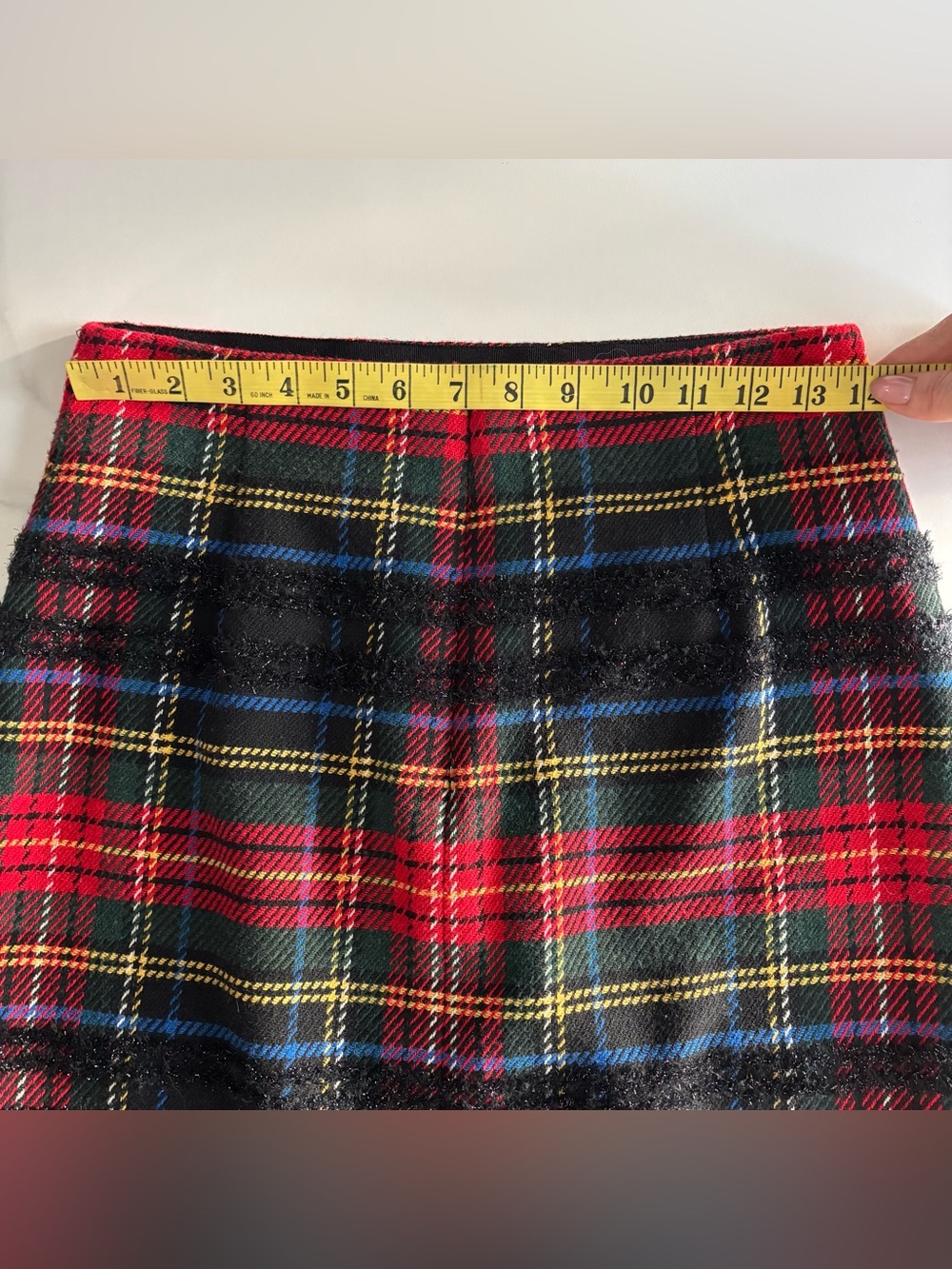 J. Crew Red Green Plaid Mini Skirt with Blue and Yellow Accents sz 2 wool blend - Picture 9 of 11